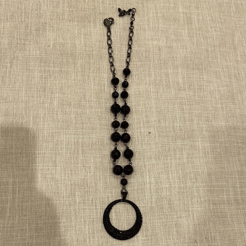 WHBM Elegant Black Beaded Necklace